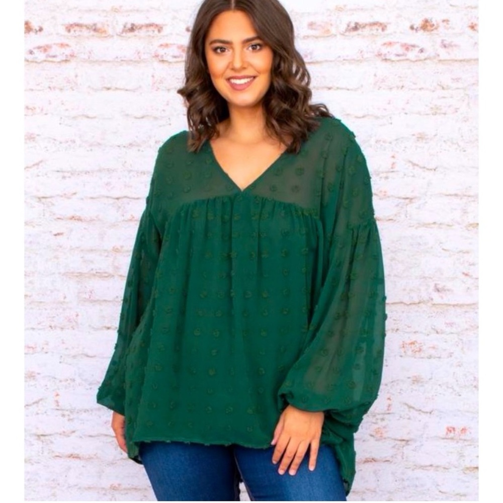 Chic Soul Chiffon Swiss Dot Blouse XL/XXL